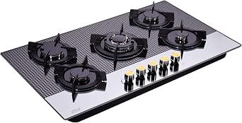 Hotfield 30 Inch Gas Cooktop Tempered Glass 5 Burners Stovetop Dual Fuel Gas Hob NG/LPG Convertible Gas Stove Top HF5178-01 Tempered Glass