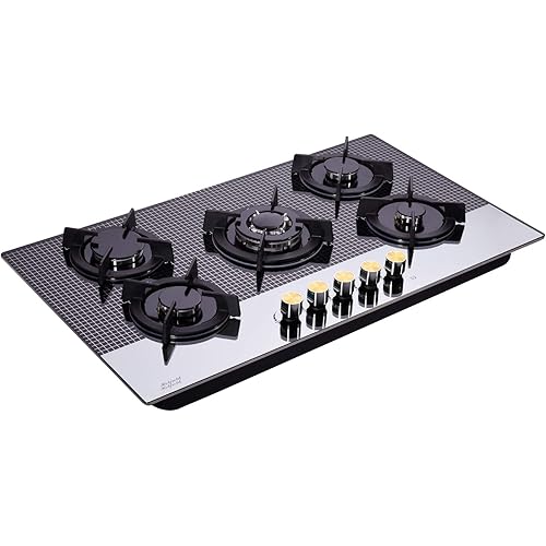 30 Inch Gas Cooktop Tempered Glass 5 Burners Stovetop Dual Fuel Gas Hob NG/LPG Convertible Gas Stove Top HF5178-01 Tempered Glass