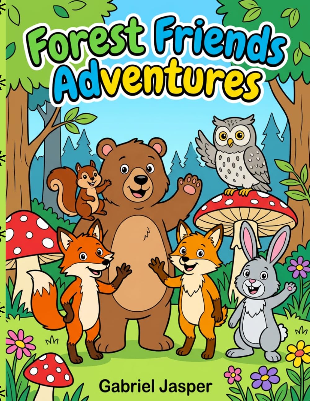 Forest Friends Adventures - Team Work Adventures of Woodland Characters: Bold & Easy Coloring Comic Book for Kids & Adults: Adorable Animals, Heartwarming Tales, and Fun Scenes to Color!