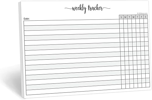 321Done Weekly Tracking Notepad - 50 Sheets (8.5" x 5.5") - Habit Tracker Days of Week Tear-Off Sheets, Planner Organizing - Made in USA - Simple Script