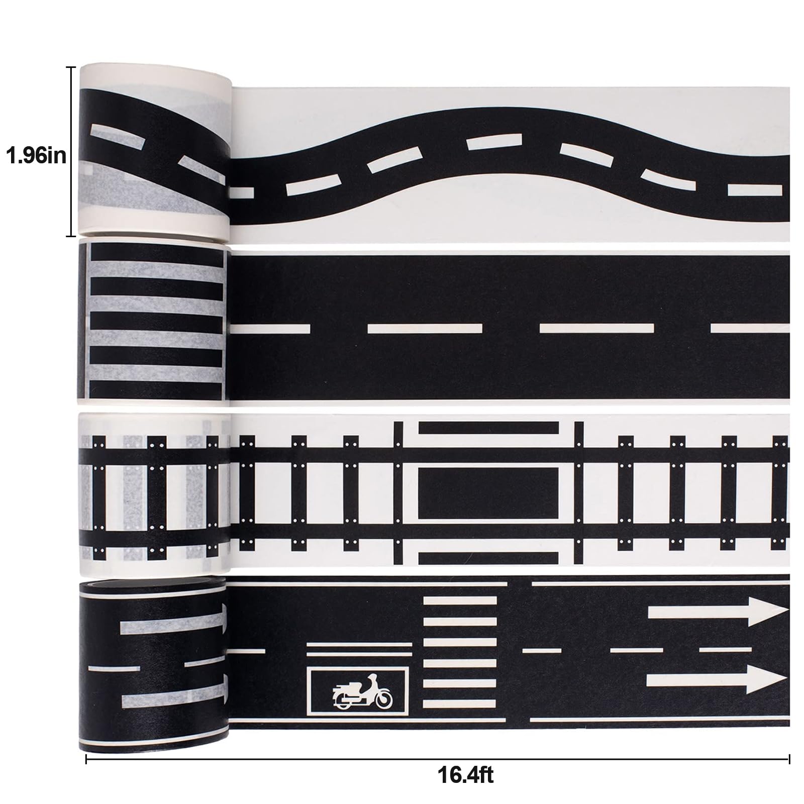 Set 4 Washi Tape Stradali E Ferroviari - Per Bambini, Fai Da Te E Decorazioni - 48mm X 5m - Foto 8