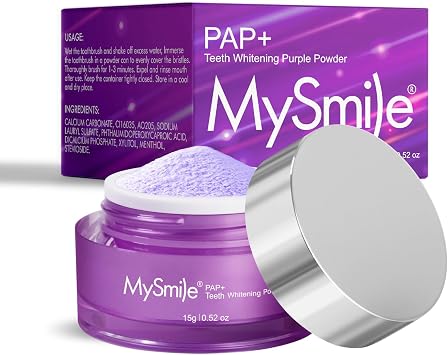 MySmile Pap Natural Mint Non-Sensitive Teeth Whitening Powder Cavity Prevention Little Foam for Cleaning Tooth Fresh Breath Care Oral Alternative Fluoride Free Toothpaste -1.04 oz Bright Purple