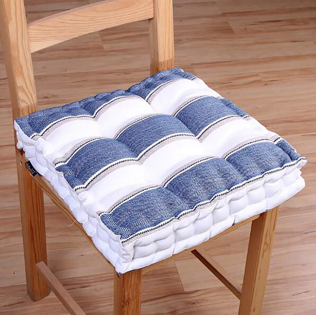 Poduszka do siedzenia w paski, solidna wiklina, odwracalna tatami, naturalna, super miękka, kwadratowa poduszka do siedzenia wewnątrz i na zewnątrz, 2 szt. w opakowaniu, kolor niebieski,