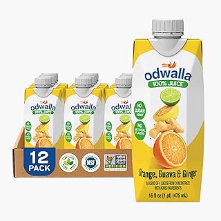 Odwalla Orange, Guava, Ginger Juice – No Added Sugar, No Artificial Flavors or Colors - 16 fl oz (12 Pack)