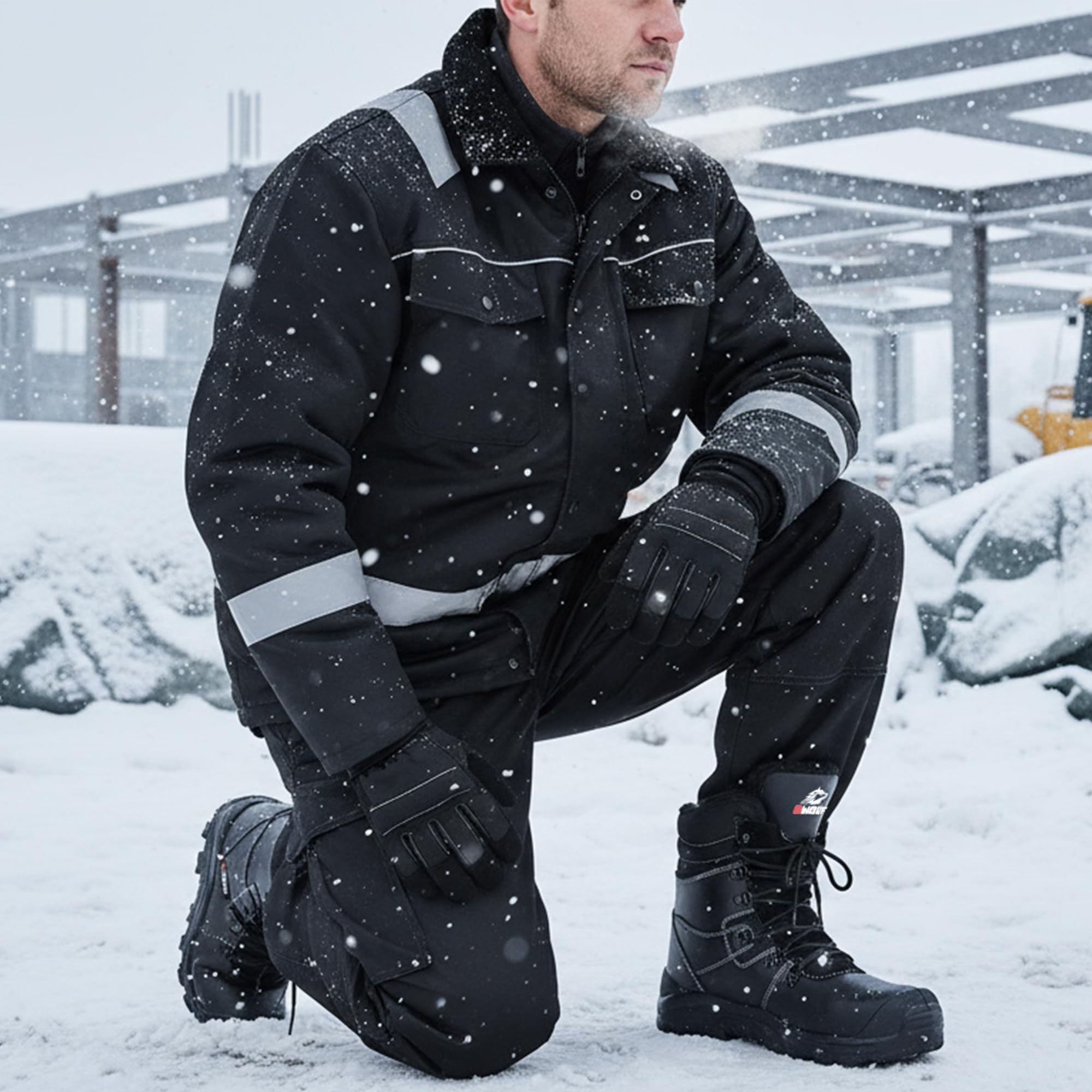 BWOLF GRIZZLY S3 - Scarpe da lavoro invernali da uomo S3, resistenti all'acqua e all'olio, antiscivolo, con tecnologia Re-Flect e suola ergonomica