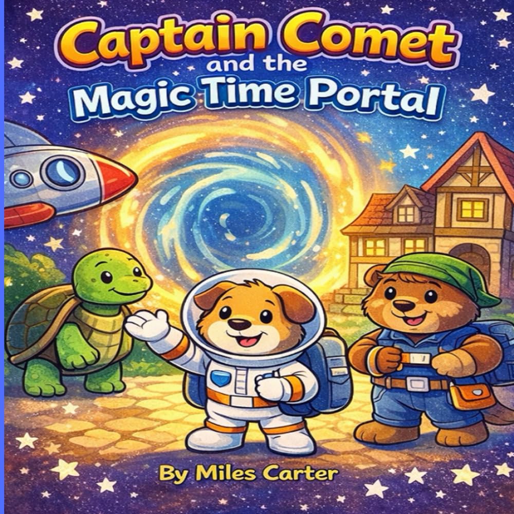 Captain Comet and the Magic Time Portal: An Adorable Space Animal Time-Travel Coloring Book for Kids Ages 4–8