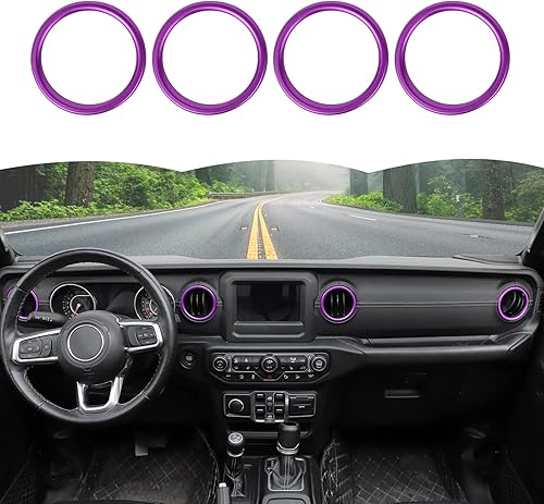 Hoolcar Cubierta de anillo de ventilación de aire acondicionado para salpicadero, accesorios interiores de aleación de aluminio, compatible con Jeep