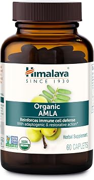 Himalaya Organic Amla - Herbal Immune Support Supplement with Adaptogen and Antioxidant - USDA Organic, Vegan, Non-GMO, Gluten Free, 600 mg, 60 Caplets