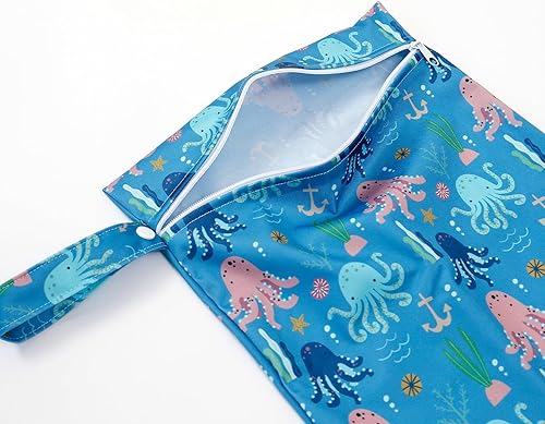 Miniatura 6 de 2 bolsas húmedas, impermeables, reutilizables, con cremallera, bolsillo con cremallera, para viajes, playa, piscina, natación, pañales para bebé,