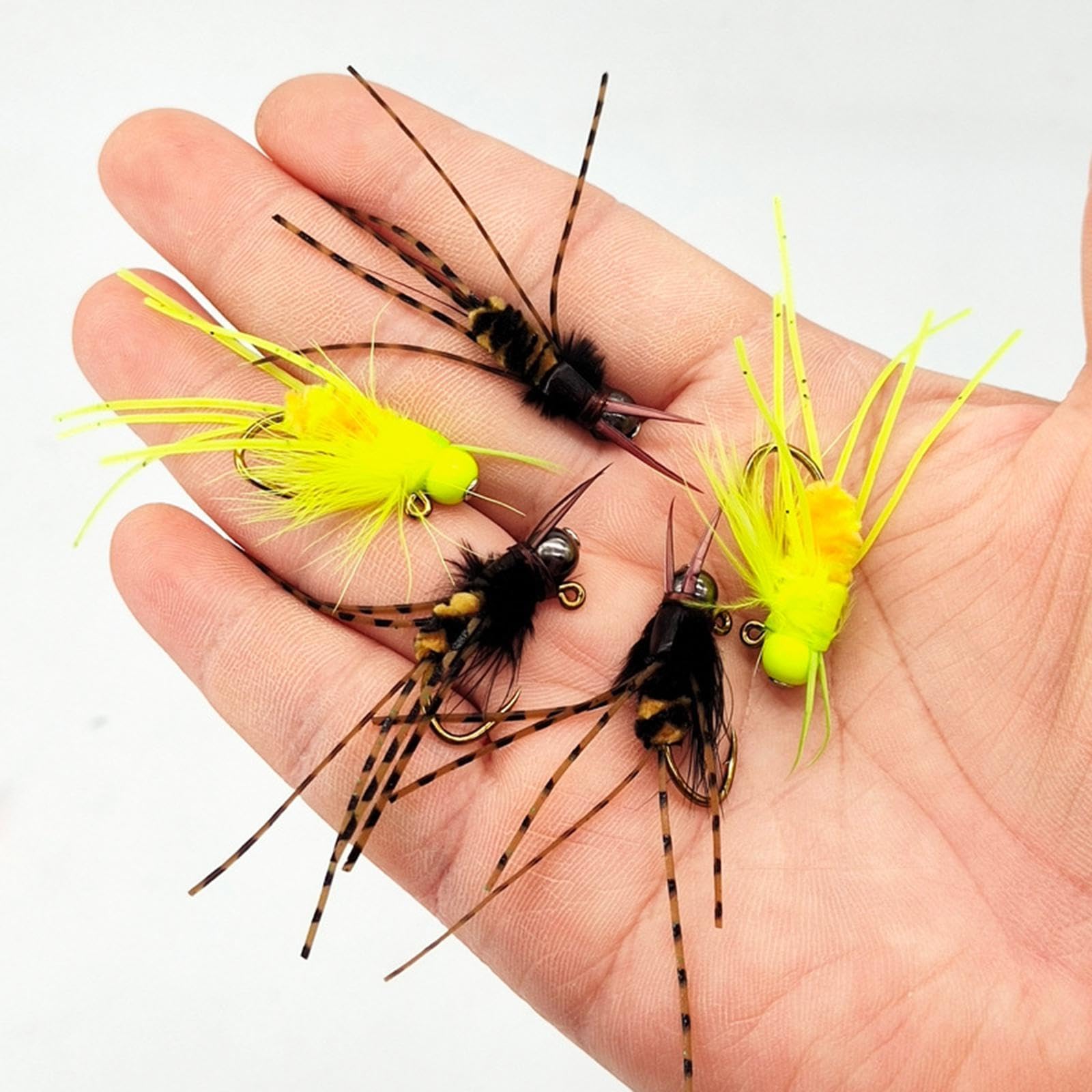 SECRET DESIRE 5Pcs Fly Fishing Lures with Carry Case Realistic for Enthusiasts Men Fishing Fluorescent Yellow-image-38