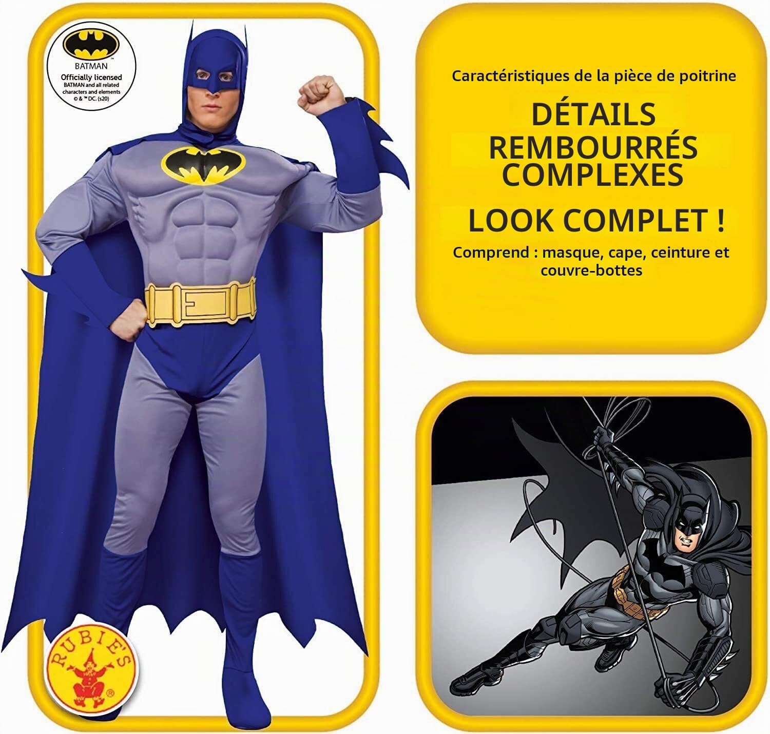 Rubie's Costume officiel Batman Deluxe pour adulte - Taille S