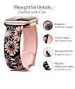 OYOSONABYMY Two-Tone Floral Engraved Watch Band for Women, Soft Silicone Strap, Universal Replacement Strap 38mm 40mm 41mm 42mm for Series 10 11 SE gallery image