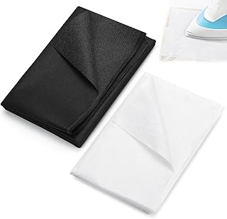 2 Stück Bügelvlies 200 x 100 cm Vlies zum Aufbügeln 55g/m² Bügeleinlage Weiß und Schwarz Vliesstoff Einlagestoff Leichtes für Bügelfalten Nähhandwerk Verstärkte Stickereien Bekleidung