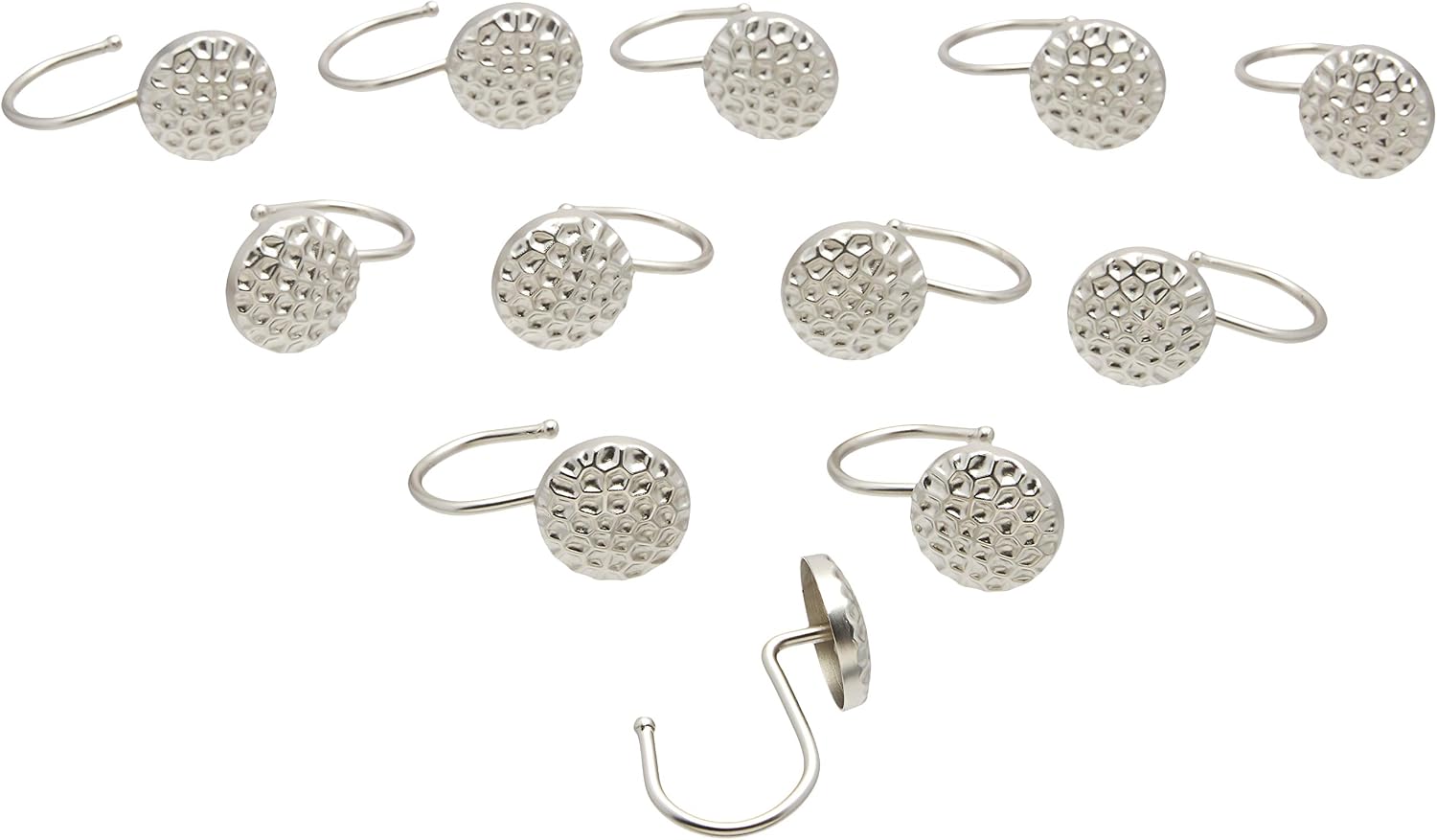 Amazon Basics Shower Curtain Hooks - Hammered Circle, Nickel