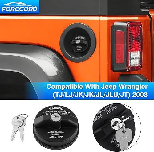 Miniatura 2 de Tapa de gas con bloqueo de combustible para Jeep Wrangler 03-22 23 24 25 26 Jeep Wrangler (TJLJJKJKJLJLUJT) Tapa de gas con bloqueo de repuesto #
