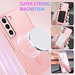 DUEDUE Boîtier magnétique pour Samsung Galaxy S22 - C'est une affaire.S22 étui de téléphone compatible avec MagSafe Translucide mat doux TPU Shockproof protection Bumper Cover Slim mince boîtier de téléphone Samsung S22 6.1 De pouce, Pink