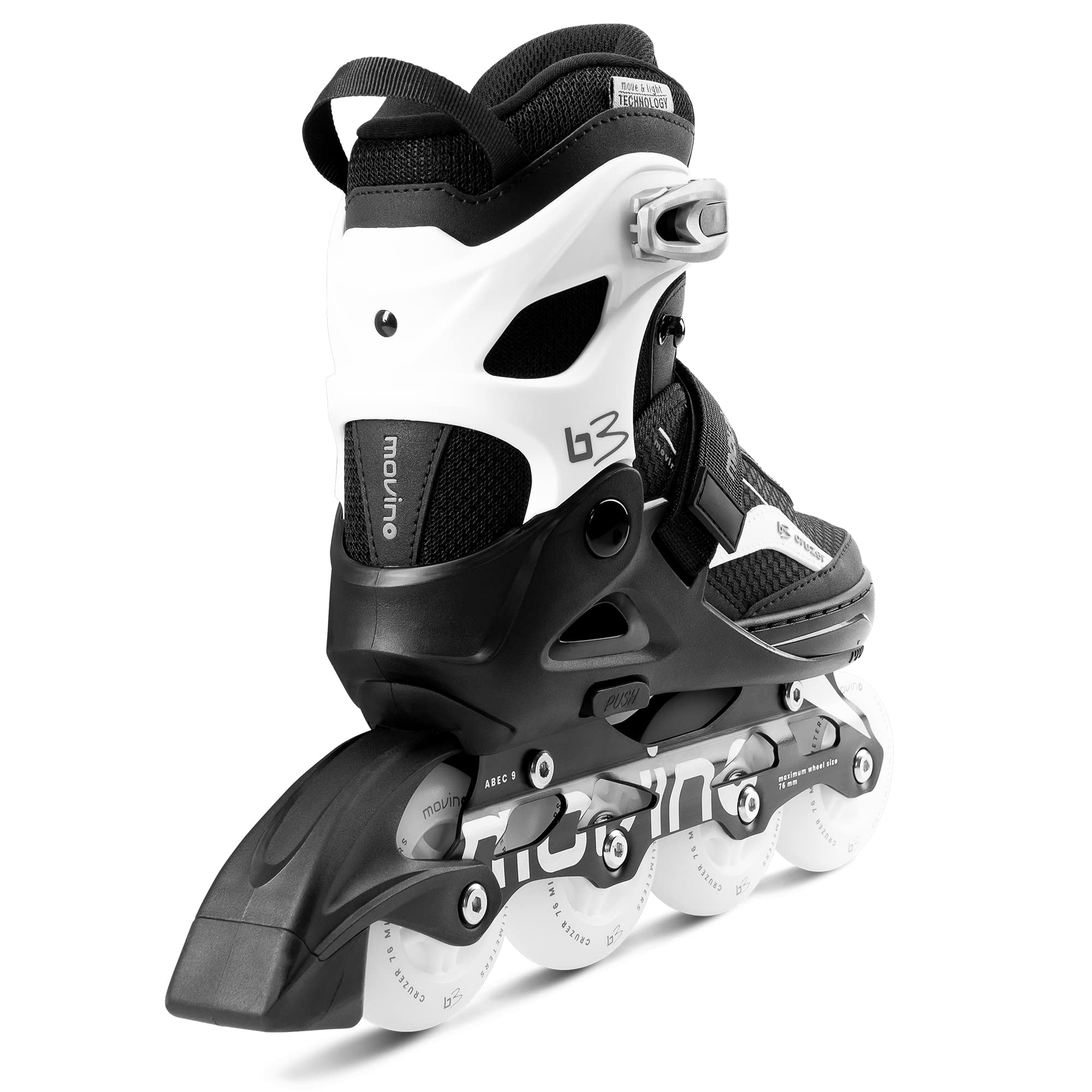 Movino Cruzer B3 | Patines Ajustables | Triple Sistema de fijación | Sistema de ventilación | ABEC-7, Ruedas Led Tecnología Move & Light