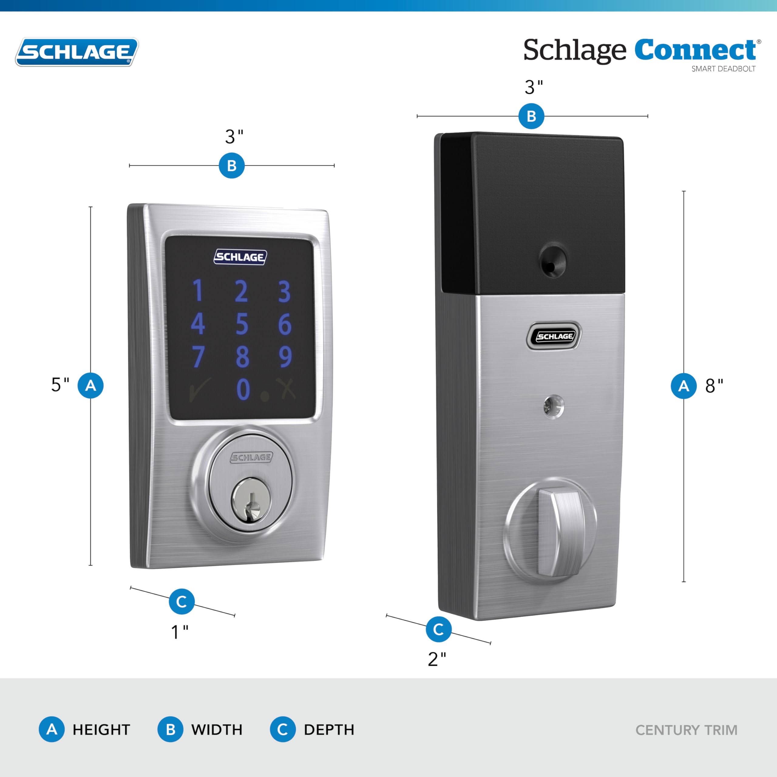 B'z be with 約vol19〜vol145 Schlage Camelot Satin Nickel Electronic Connect Smart Deadbolt - Z