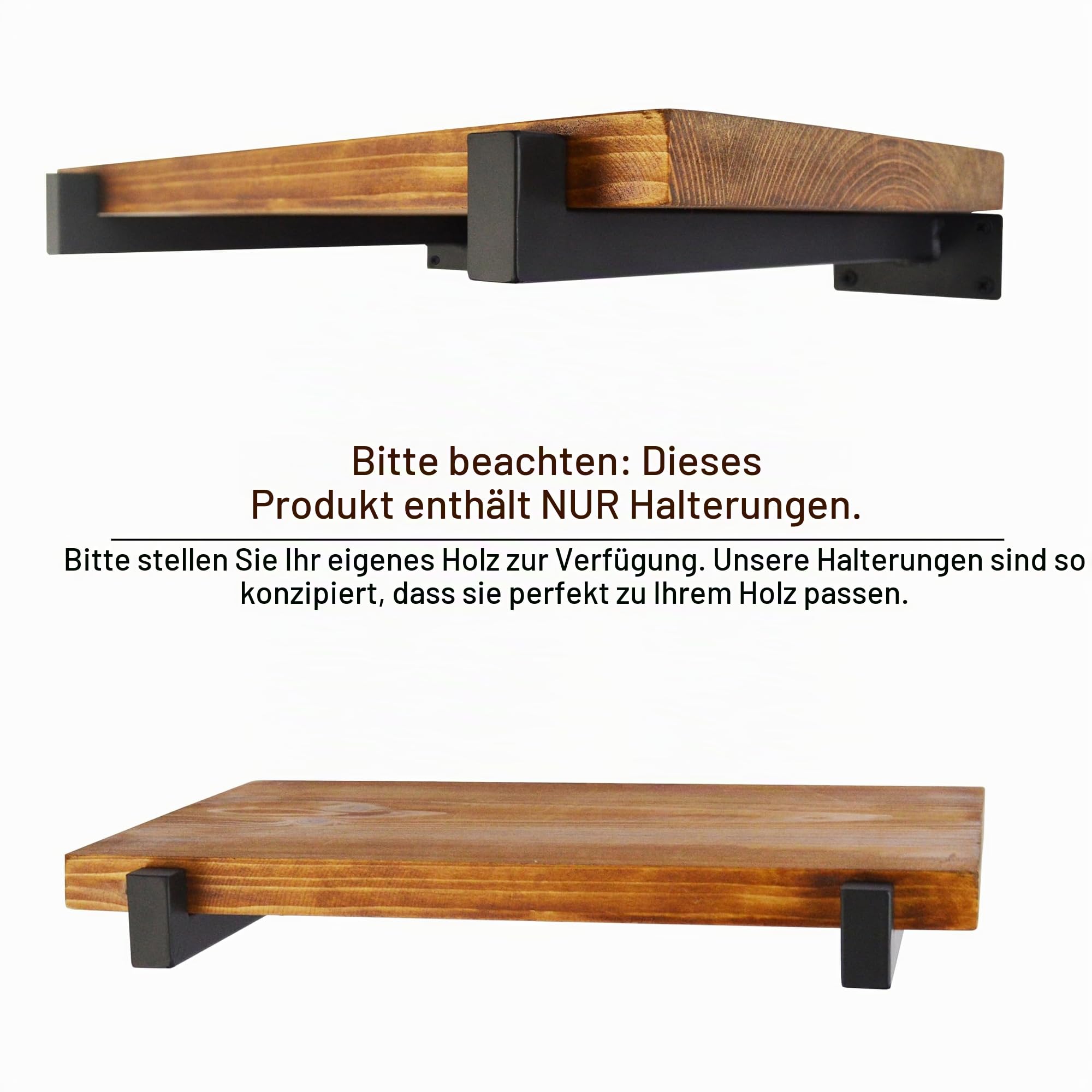Ezydecor, Regalhalterung, 33 cm, Schwarz, wandmontierte Industrie-Regalträger, Metallregalstützen mit Kante (6er-Pack)