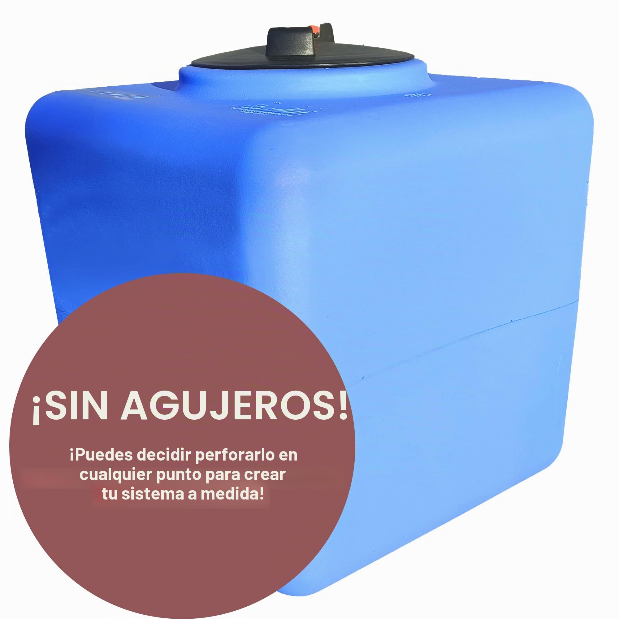 ESTO Depósito de agua potable cuadrado de 100 l, 200 l, 300 l, rectangular, de polietileno para recogida de agua, depósito exterior azul, para uso fuera del suelo, 100 l/bomba + control de presión