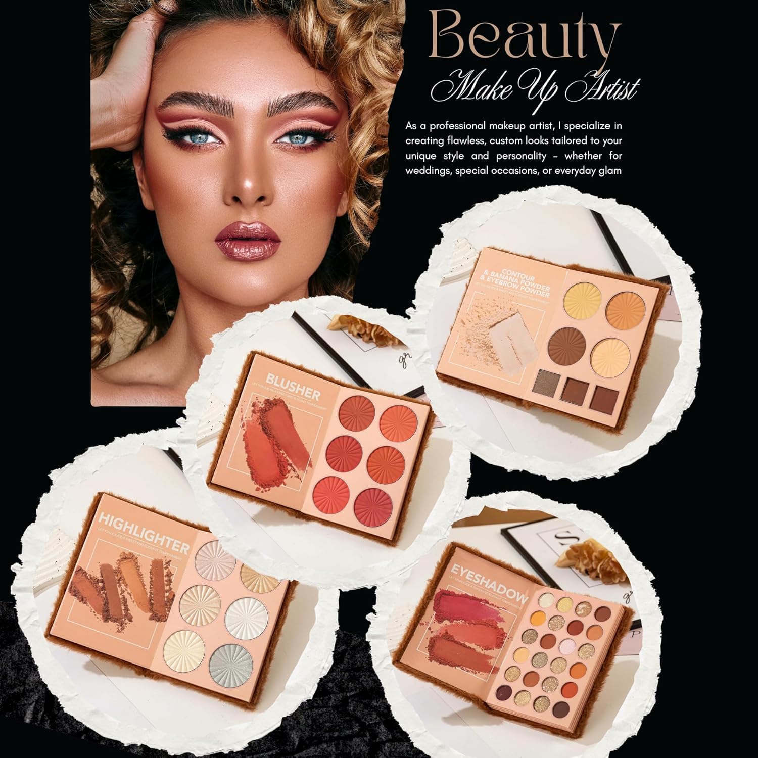 Essential All in One 4 Pages Face Makeup Book Palette Combo Kit Set - Eyeshadow Palette, Highlighter, Blusher, Contour, Bronzer, Eyebrow Color- Professional Makeup Kit for a Flawless Look (Women) - Image 4 thumbnail