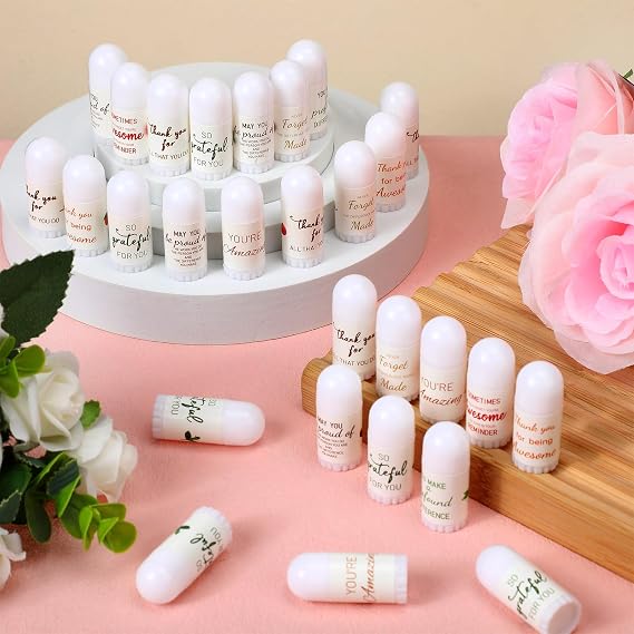 72 Pcs Employee Appreciation Gifts Mini Lip Balm Bulk, 8 Assorted Flavor, Thank You Gift for Women Party Party Staff Coworker Volunteer Nurse Teacher CNA Week