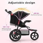 Poussette de jogging INFANS, système de voyage avec suspension absorbant les chocs, plateau de repas, porte-gobelet, dossier réglable, poussettes légères pour nouveau-nés (Rose)