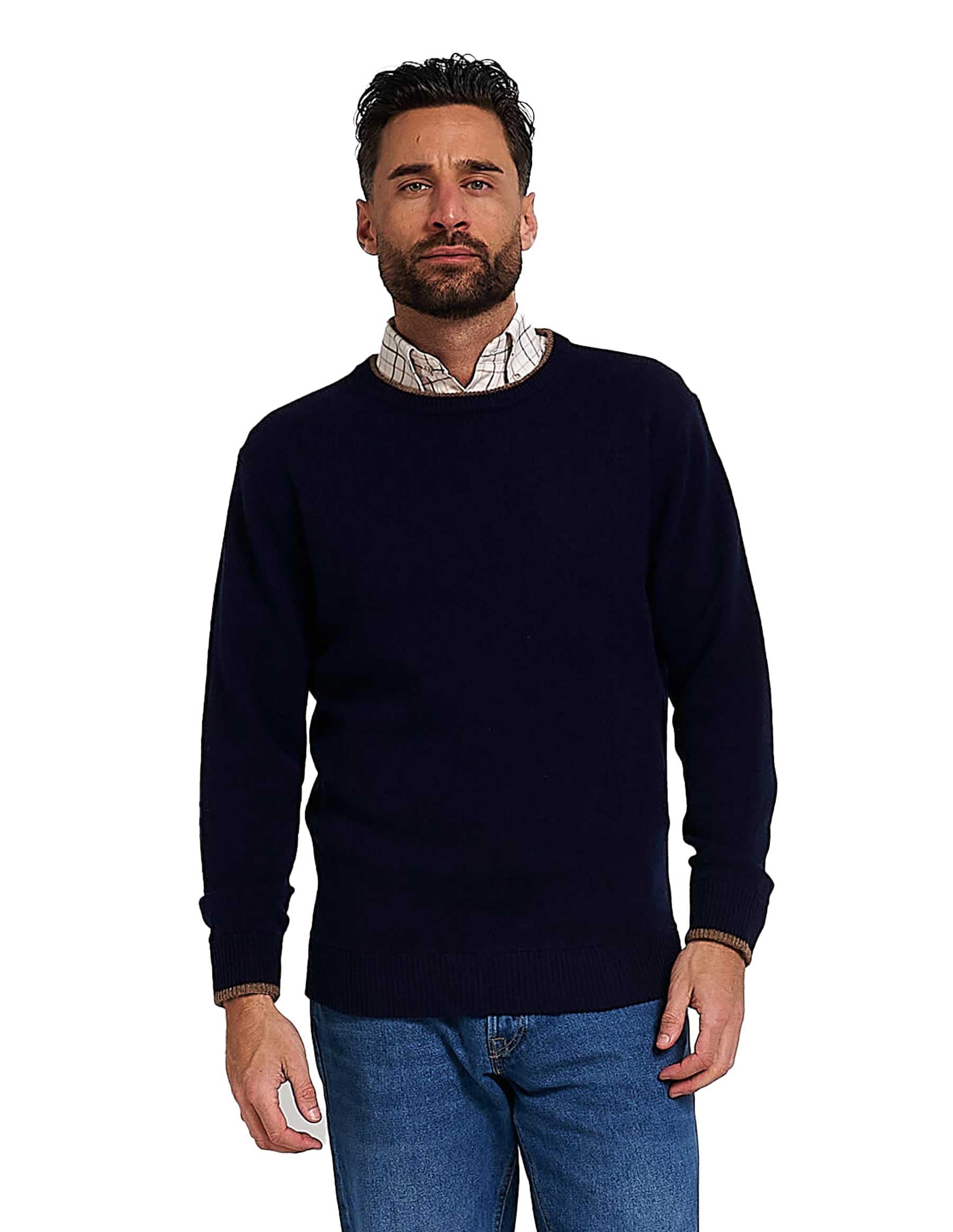 Jack Pyke Ashcombe 100% Lambswool Crew Neck Knitted Jumper Pullover Navy XX-Large Blue