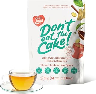 Don't Eat the Cake Organic Herbal and Spice Tea with Yerba Mate & Caffeine-Free Blends - Natural Solution for Sugar Cravings Control - 14 Tea Bags (Natural Caffeine)