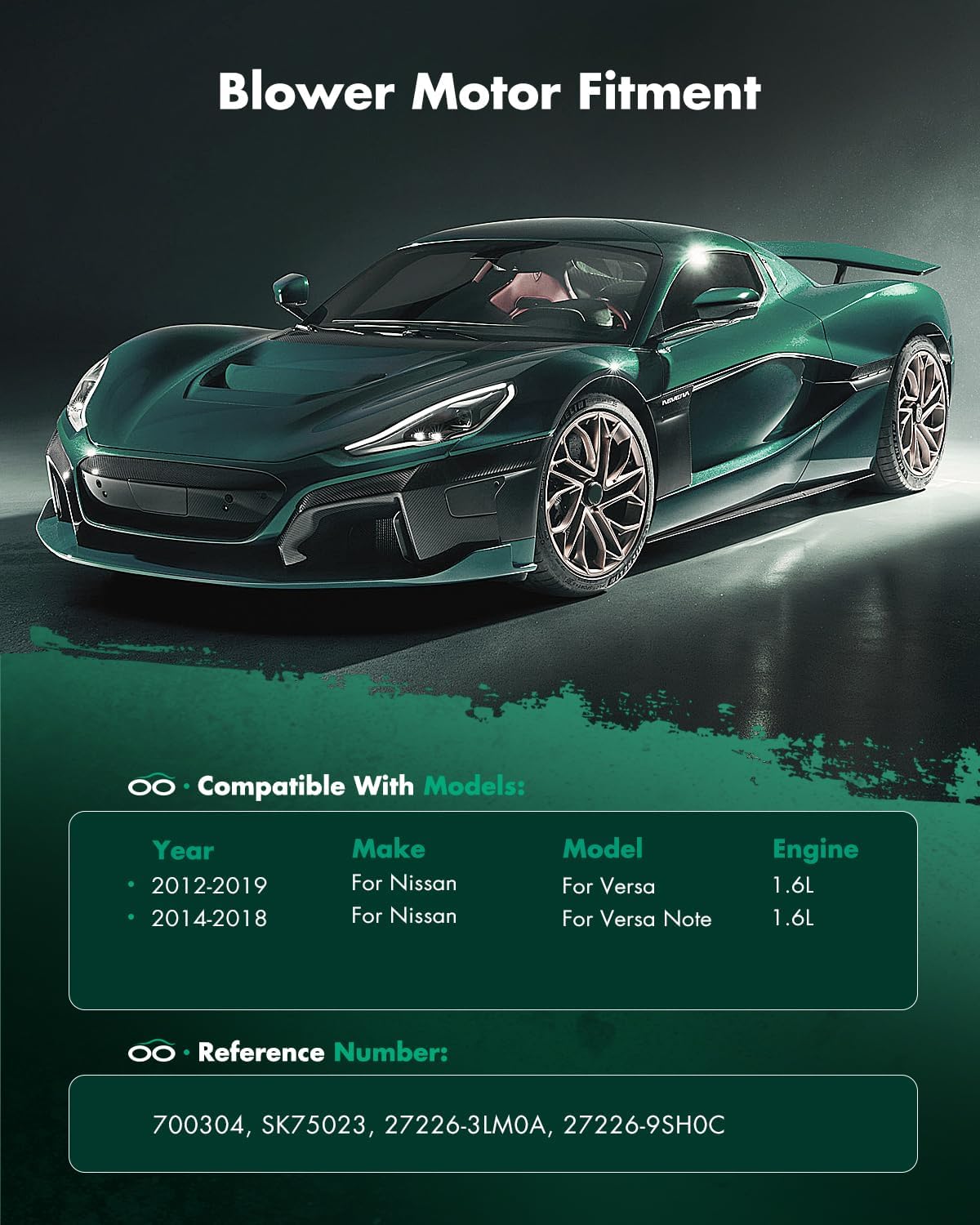 SCITOO Front HVAC Heater Blower Motor with Fan Cage Fit for Nissan for Versa 2012-2019, for Nissan for Versa Note 2014-2018 Replace 700285