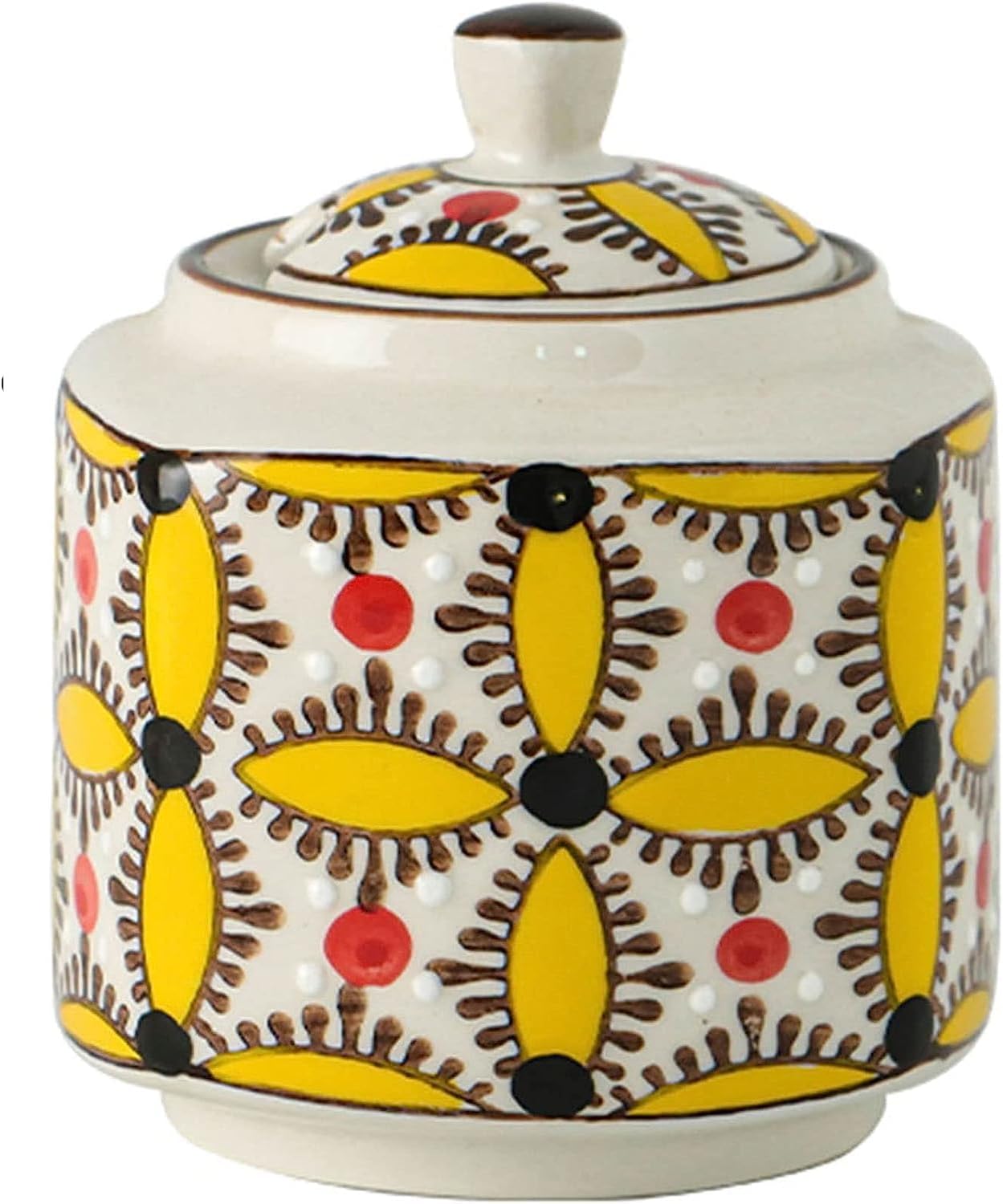 Food Canisters,Sugar Bowl,Spice Jars,Pastoral Style Creamer and Sugar Sets,Bohemia Creamer Jug Sugar Jar, Coffee Serving Set, Cream Pitcher-Orange-Sugar Bowl (Color : Yellow, Size : Milk Jug)