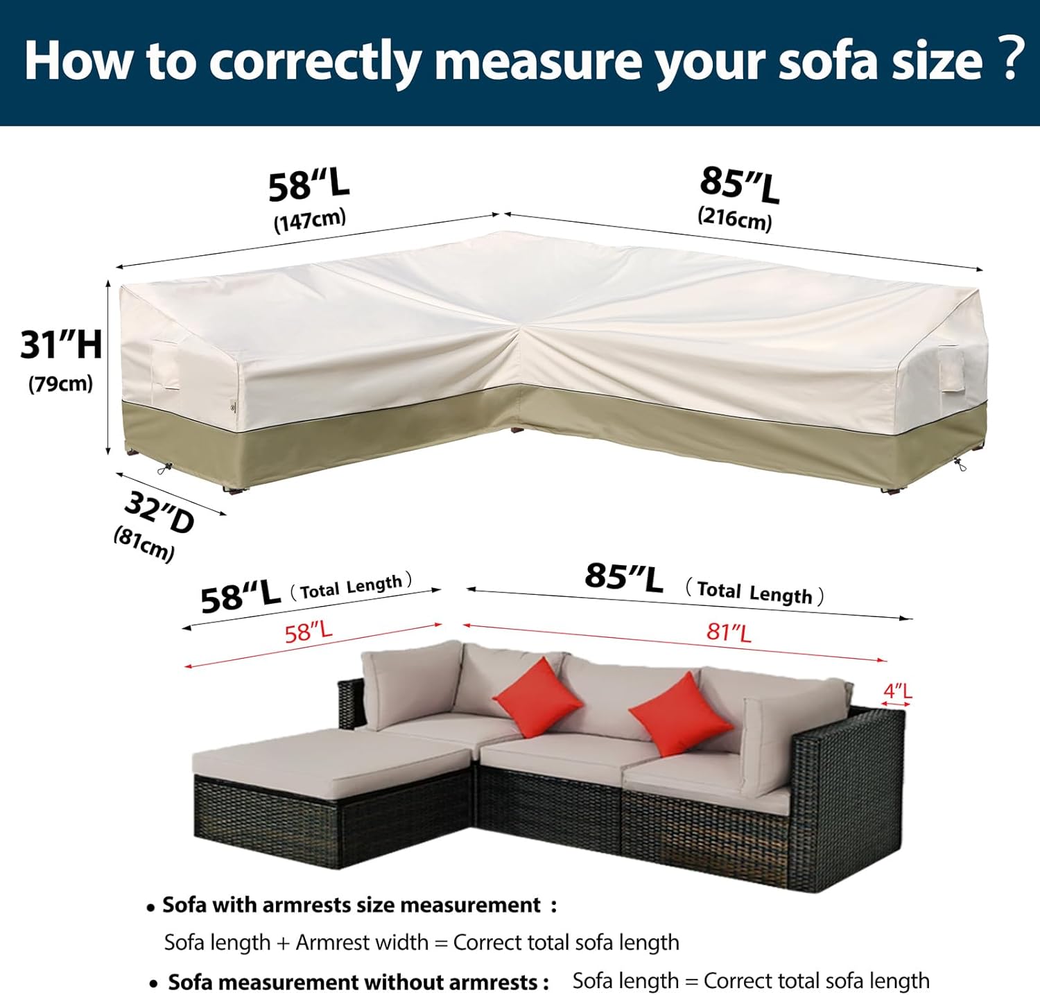 58x85 Patio Furniture Covers Bundles Air Conditioner Cover 34x 34 x 38 inches