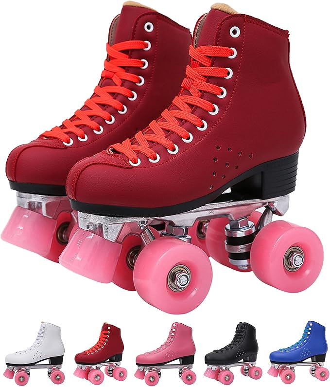 DBFHE Roller Skates for Women, Outdoor Classic Quad Wheel Rink Skates