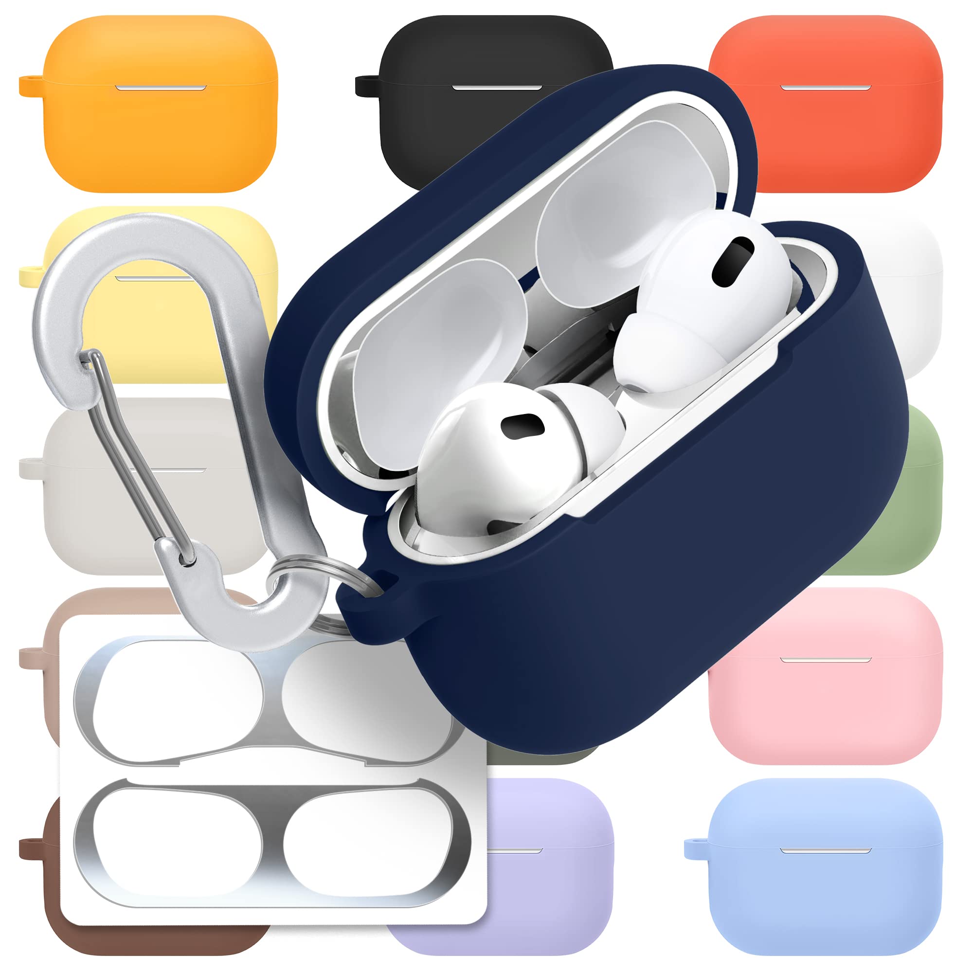 [3 in 1] AirPods Pro 3 Silicone Case + Anti-Lost Carabiner + Dust Guard Metal Film, Protective Cover with Keychain for Apple AirPods Pro3 (2025) — view 48