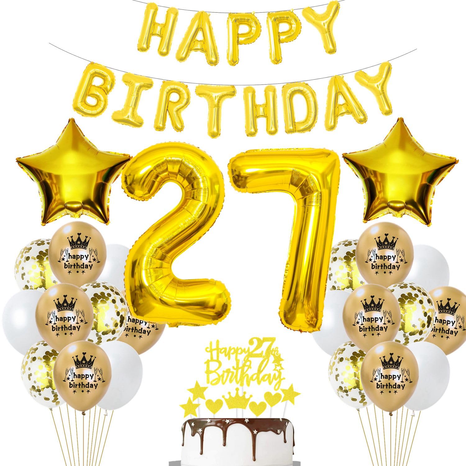 decorazioni 27 anni uomo donna palloncini 27 anni compleanno verde oliva palloncini 27 anni uomo oro cake topper 27 anni compleanno donna decorazione compleanno 27 anni donna verde