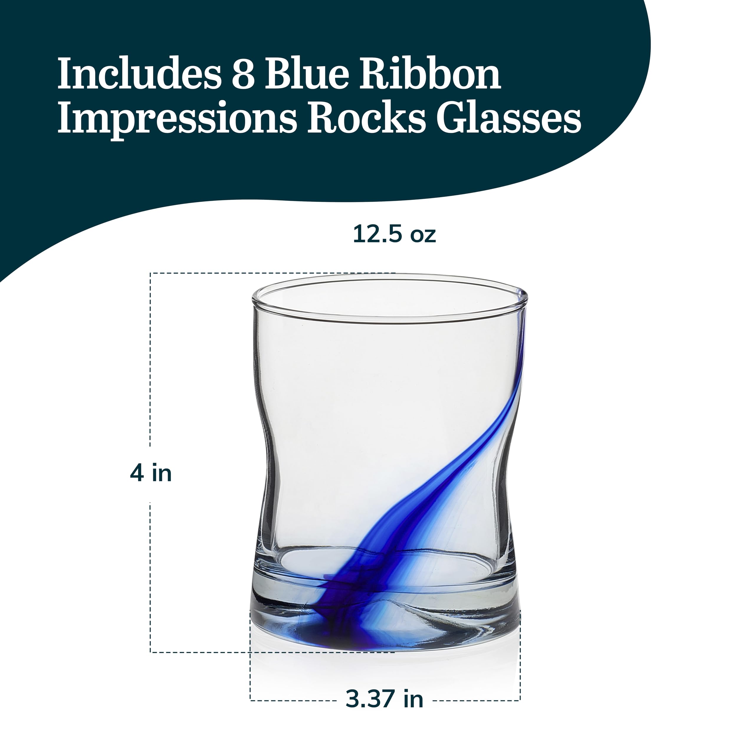 Libbey Blue Ribbon Impressions Rocks Lot de 8 verres 355 ml