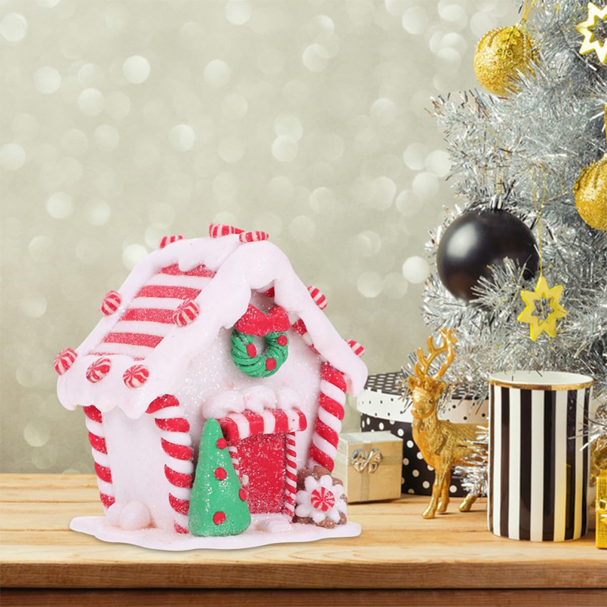 Toyvian 4 Piezas Navideña Adorno para Jengibre Casa Colgante de Árbol de
