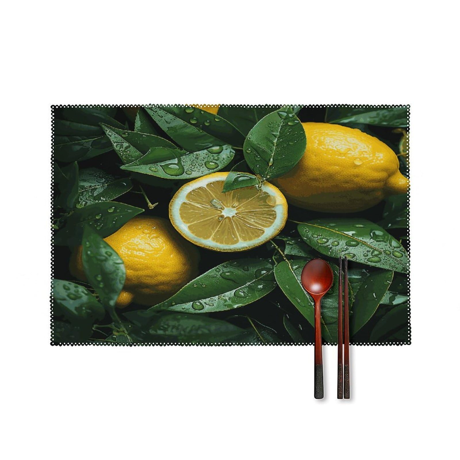 Fekiloot Style Fresh Lemon Placemats Set Of 6,Table Mat