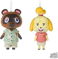 Vista 6 de Hallmark Nintendo Animal Crossing Isabelle y Tom Nook Adornos de Navidad, juego de 2