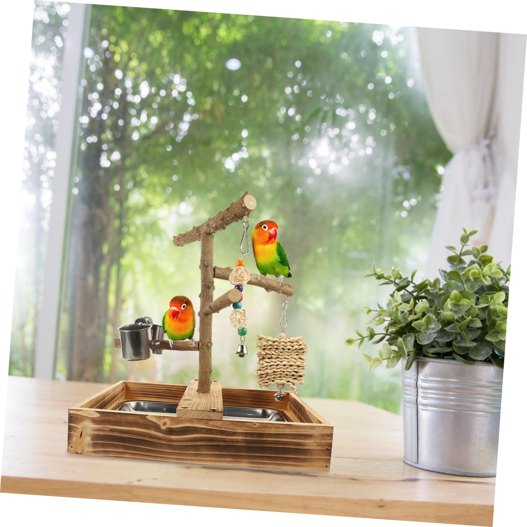 BESPORTBLE Estante de Juguete para pájaros Juguetes de Aves para periquitos Accesorios para jaulas de periquitos Percha Madera Colgador Madera Juguetes para pájaros Juguete de pájaro cacatúa