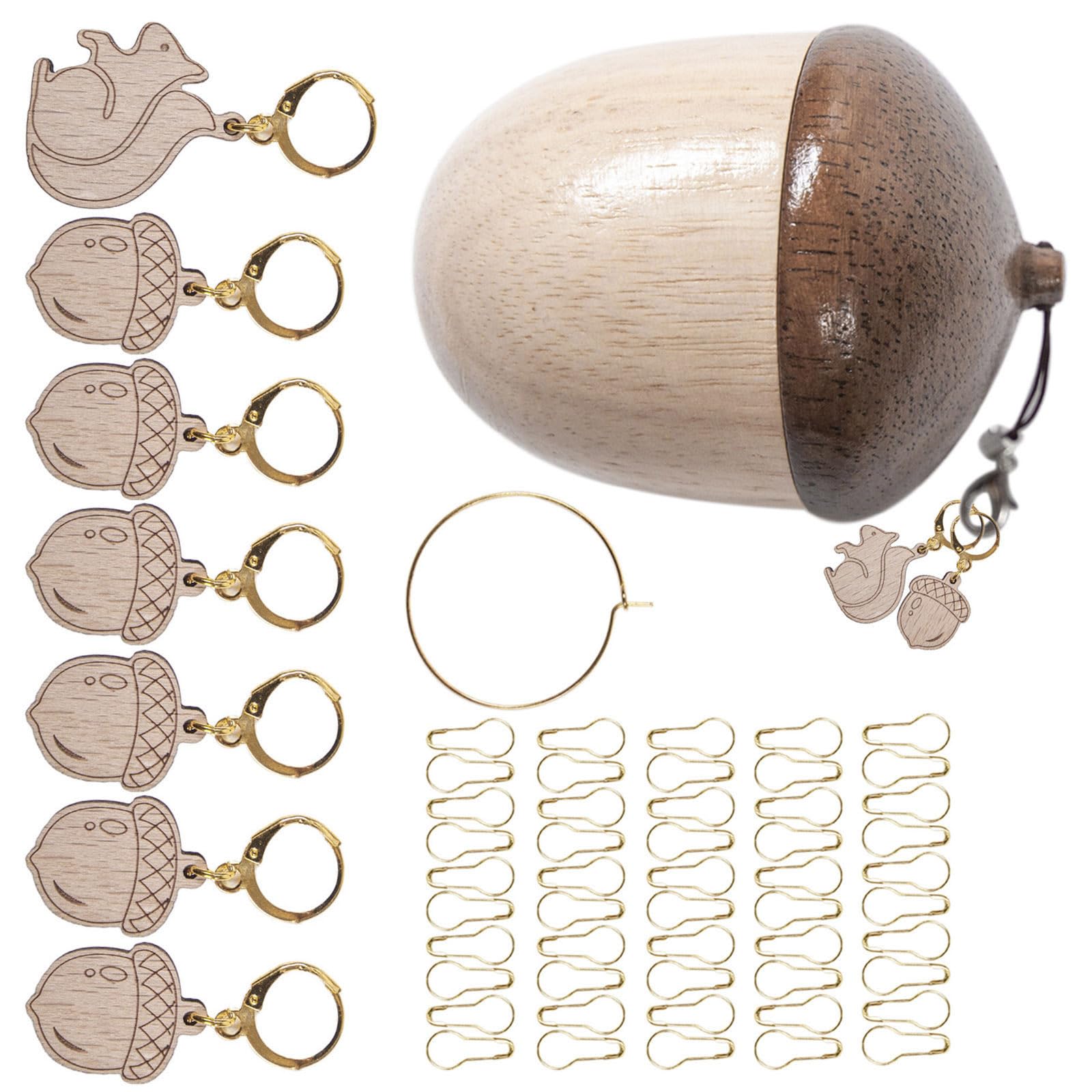 our fave Wooden Stitching Markers with Metal Rings Nut Animal Shape Knitting Charm for Knitting Crocheting Weaving Sewing Crochet Accessories