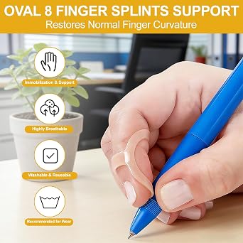 14Pcs Oval 8 Finger Splint,14 Sizes Plastic Thumb & Finger Support for Trigger Finger, Waterproof Thumb Support Brace Ring Splint, Reusable Finger Splints for for Pain Relief, Joint Protection