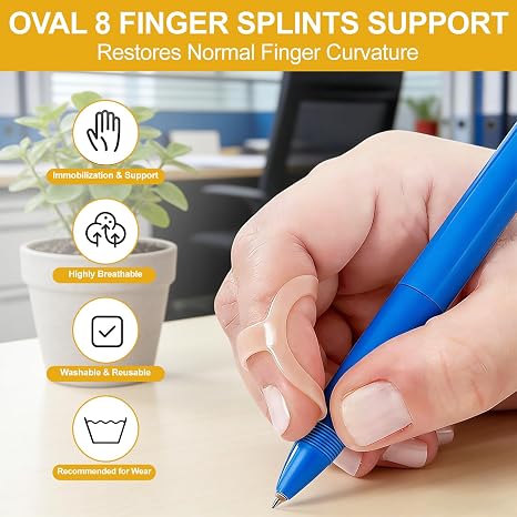 14Pcs Oval 8 Finger Splint,14 Sizes Plastic Thumb & Finger Support for Trigger Finger, Waterproof Thumb Support Brace Ring Splint, Reusable Finger Splints for for Pain Relief, Joint Protection