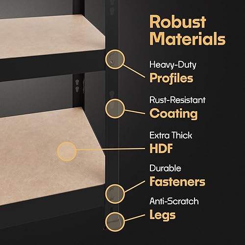 Miniatura 5 de Estantes de almacenamiento 5 estantes de almacenamiento resistentes con capacidad de carga total de 2,200 libras, 440 por estante de almacenamiento,