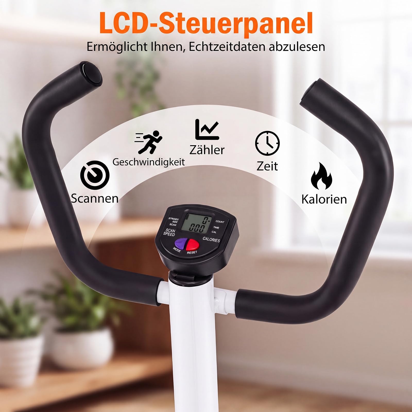 COSTWAY Mini stepper z kierownicą, cichy i antypoślizgowy | Stepper fitness z taśmami oporowymi i wyświetlaczem LCD, hydrauliczny rower treningowy do domu, biura