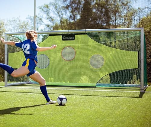 Vallerta Skill-Shot - Red profesional de tiro de fútbol y rebote para práctica de tiro de fútbol. 7 zonas, puntuación de golpe fluorescente de
