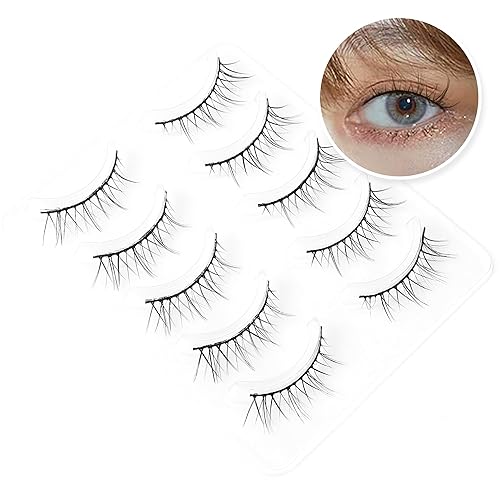 Pestañas postizas naturales, pestañas postizas suaves y finas, pestañas postizas de visón sintético de 0.433 in, pestañas postizas rizadas y