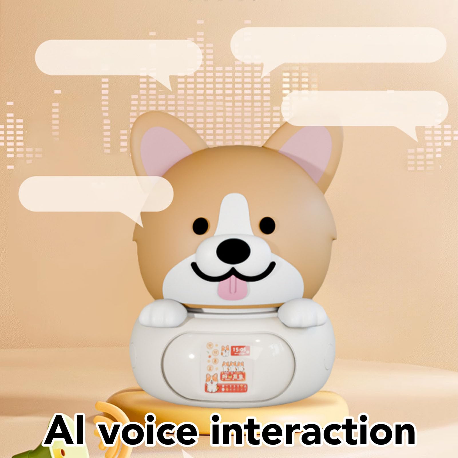 Ai Desk Robot Companion, Smart Ai Learning Chat Robot, Silenzioso con Luce Notturna con Comandi Vocali e Wi-Fi, Modalità Blocco Bambini, Ideale per Comodino, Scrivanie e Casa (Cagna)