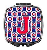 Letter J Football Harvard Crimson and Yale Blue Compact Mirror