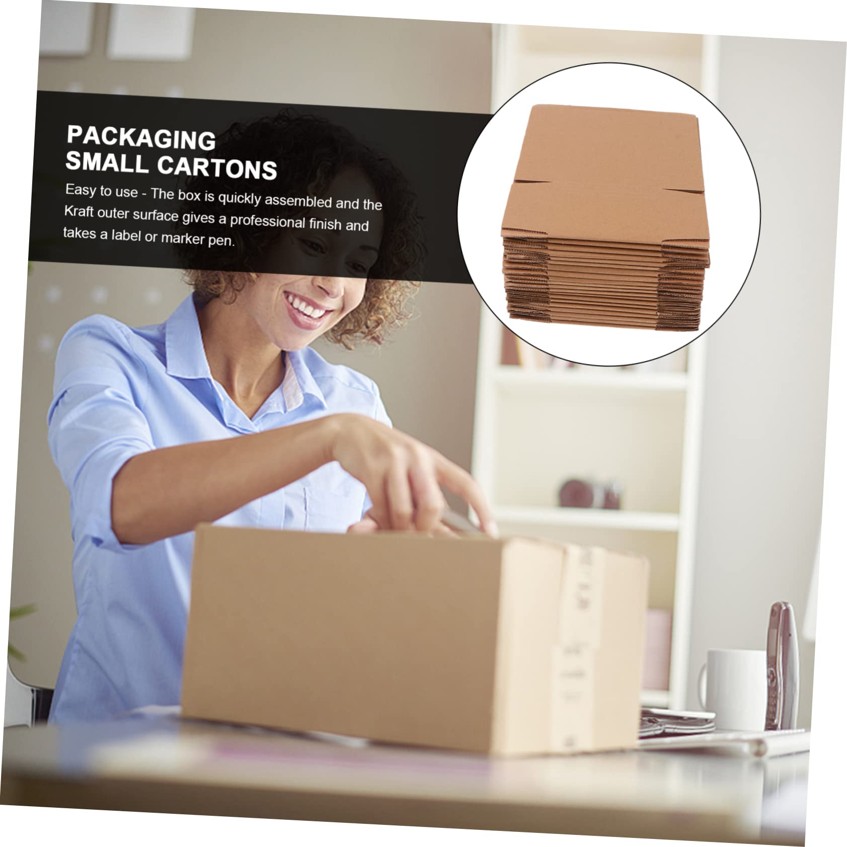 HOMSFOU 20 Cajas de Cartón Kraft Liner Pequeñas para Embalaje y Almacenamiento, Fáciles de Montar y Ecológicas, Ideales para Packaging de Regalos